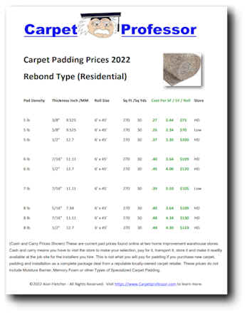 Rebond padding roll prices cash and carry